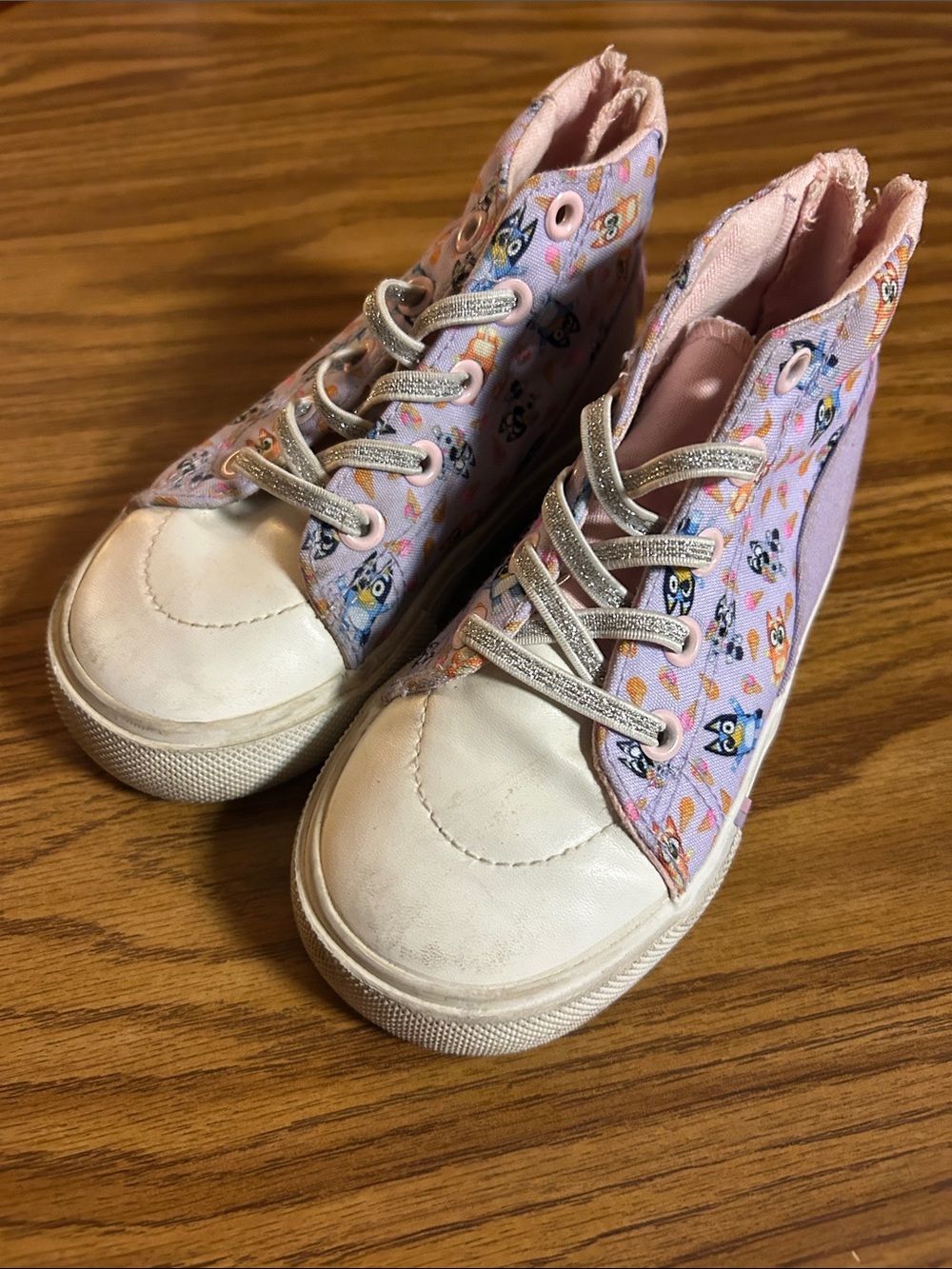 Bluey Purple High-Top Sneakers with Sparkle Laces and Zipper Back